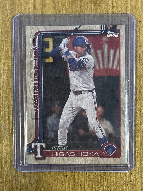 Kyle Higashioka 2025 Topps Update Series Wood Parallel /25 #US207 Texas Rangers
