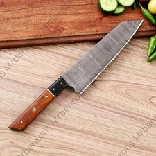 Handmade Damascus Chef Knife Hand Forged Japanese Bunka Kitchen Knife Full Tang.