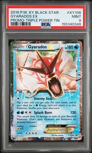2016 POKEMON XY BLACK STAR PROMO TRIPLE POWER TIN #XY106 GYARADOS EX PSA 9