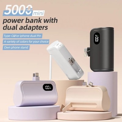 Mini 5000mAh power bank charger type-C external battery for iPhone cell phone