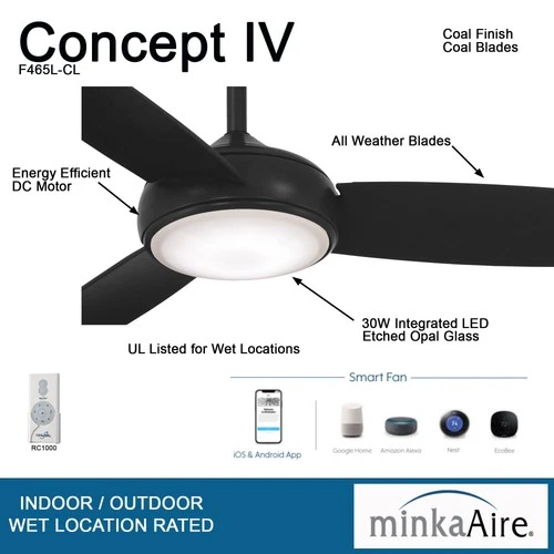 Minka Aire Concept IV 54"  - Coal 3-Blade Remote Control - Picture 6 of 6