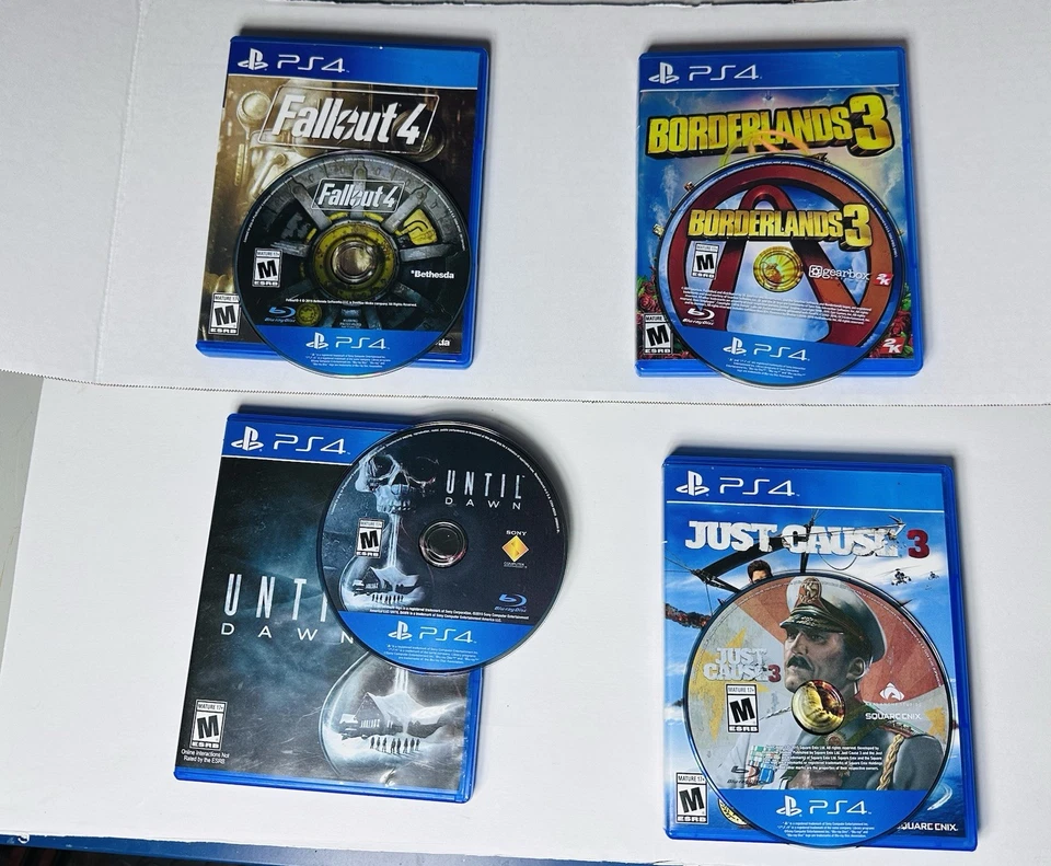 Lote de juegos PS4 L-Fallout 4, Borderlands 3, Until Dawn, Just Cause 3, limpios y probados Foto 2 de 3
