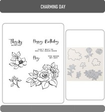 CHARMING DAY Stamp and Metal Cutting Dies for DIY Handmade Cards Scrapbook