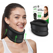 Neck Brace - 2 in 1 Adjustable Cervical Collar with Soft Breathable Support for