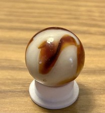 Vintage Peltier Glass 0.66 Marble Burnt Zebra Ribbon Swirl NM