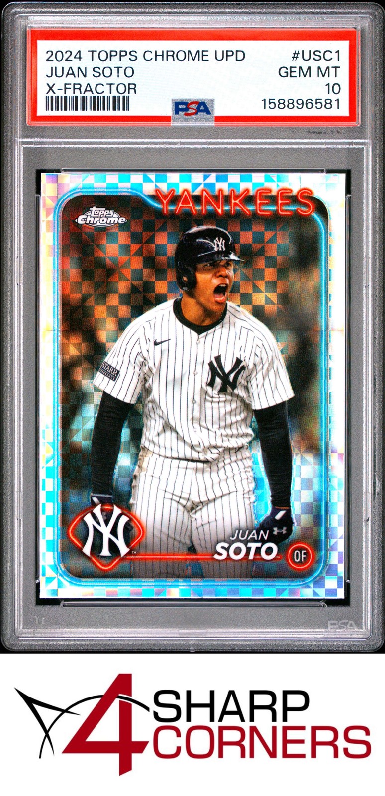 2024 TOPPS CHROME UPDATE X-FRACTOR #USC1 JUAN SOTO PSA 10 view 1