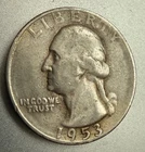 1953-S WASHINGTON SILVER QUARTER VF
