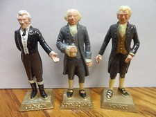 3 MARX Presidents Painted Plastic Figures 2.75" - Monroe - Jackson - John Adams
