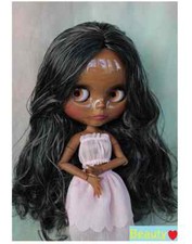 12" Blythe Doll Nude Jointed Body from Factory Black Hair with Ash Gray Strands