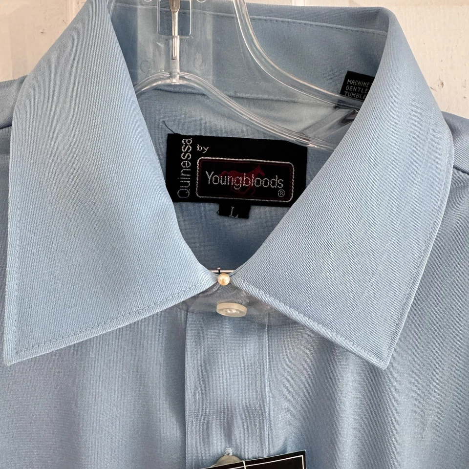 NWT Vintage Quinessa By Youngbloods Blue Shirt Collar Men’s Sz L Retro Sexy - Image 3 of 4