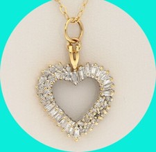 Diamond Encrusted Heart Pendant Necklace .47CT G-H Color YG 18 Chain
