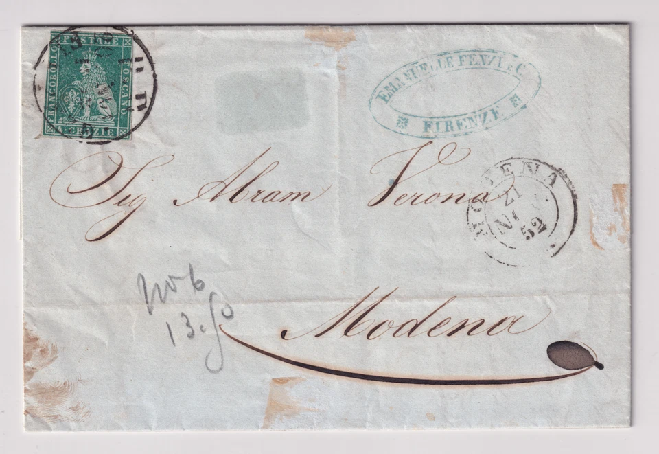 Sello Italia Toscana Scott #6a 4Cr usado en cubierta. Certificado APS. CV $1250 Foto 2 de 3