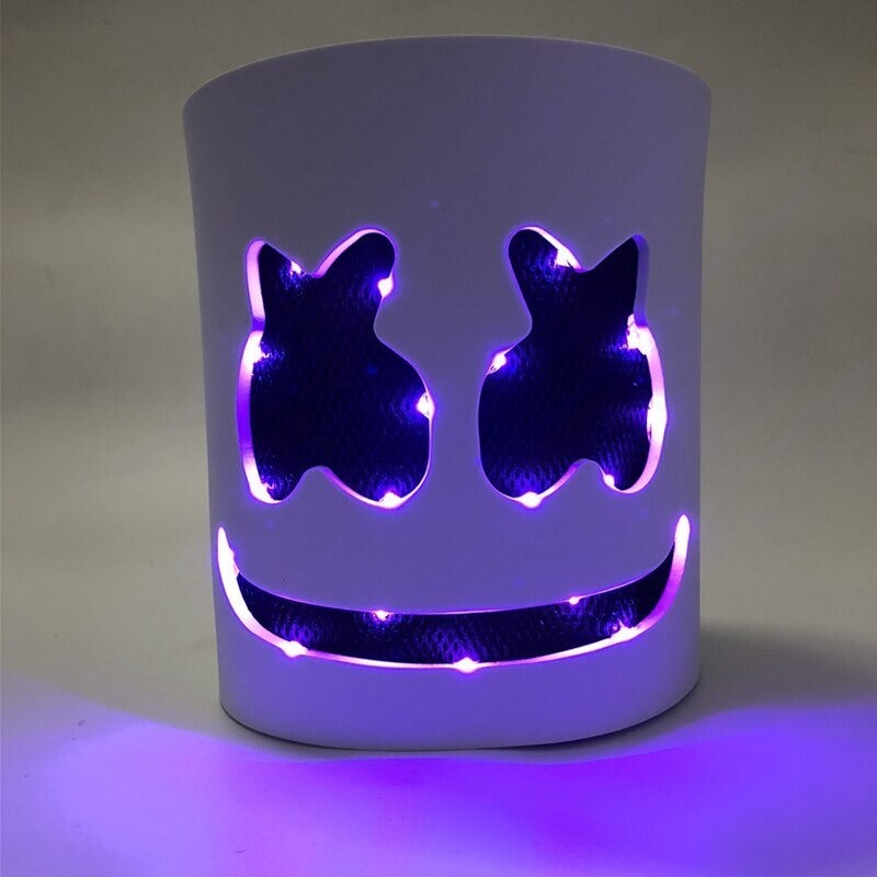 MARSHMALLOW DJ LED Music Festival Full Head Helmet Light Up Cosplay Mask Fun