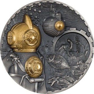 NAUTILUS Steampunk 3 oz moneta argento $20 Isole Cook 2022