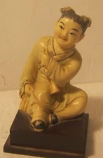 WOA Winds of Asia RESIN Ivory Seated Girl Figurine in Traditional Costume