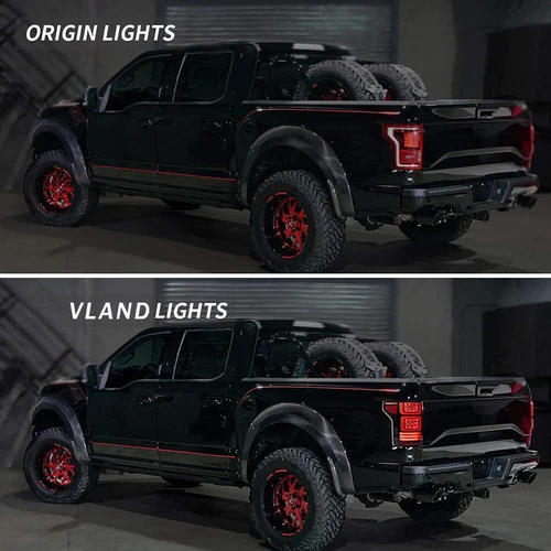 VLAND Clear LED Tail Lights For Ford F150 Pickup 15-20 W/Red Turn Signal Lights - Picture 10 of 14