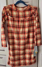 CAT  JACK Nightgown Girls Red Green Plaid Fleece Long Sz XL 14 NWT