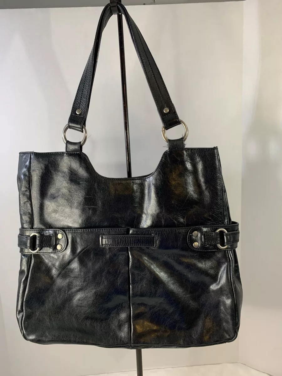 Kenneth Cole Reaction Risky Business Black Leather Messenger Shoulder Bag EUC