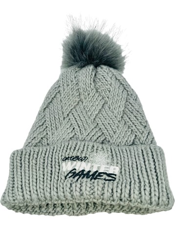 Okoboji Winter Games Knit Pom Hat Gray Apollo USA
