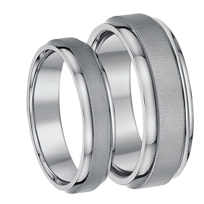 His & Hers passende Ringe Titan Satin Look Designed Eheringe 5 & 7 mm
