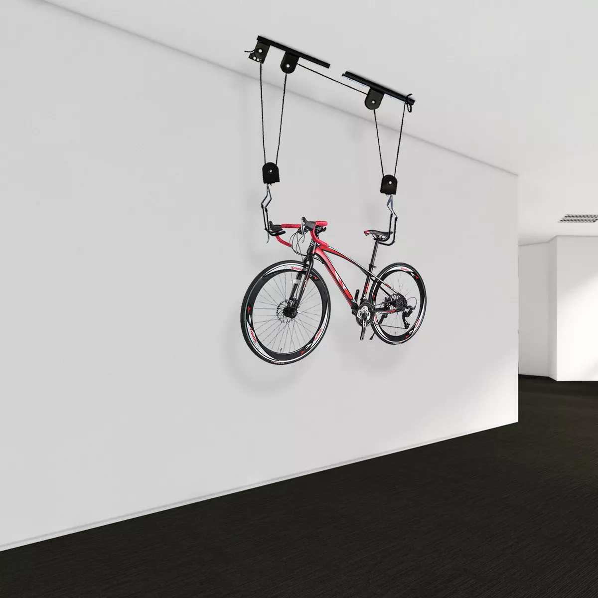 Bicycle Lift Hoist Bike Ceiling Mount Pulley Rack Garage Storage