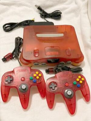Nintendo 64 N64 red Funtastic Console w/ OEM Controller, Cables From Japan 