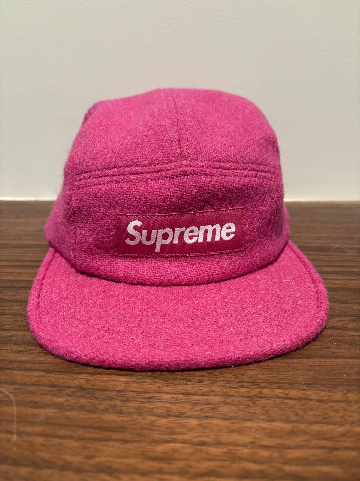 Supreme Harris Tweed Wool Camp Cap FW’17 Bogo Box Logo Hat Pink