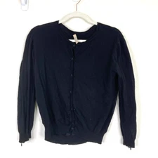 Nina Ricci Womens Wool Silk Button Up Cardigan Sweater Size M Black Capsule Zip
