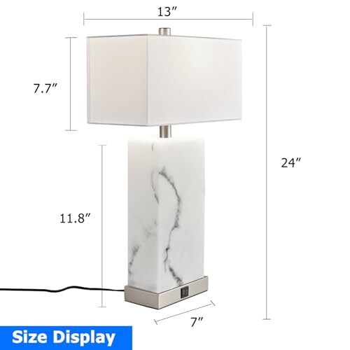 24" Touch Table Lamp Set of 2 with USB Ports, 3-Way Dimmable Bedside Silver - Picture 5 of 7