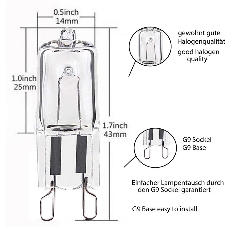 10PCS G9 Halogen Bulbs 25W ECO Clear Capsule 220V Replace LED bulbs Warm White - Image 3 of 4