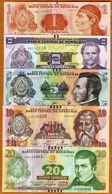 SET Honduras, 1-2-5-10-20 Lempiras, 2019-2024, P-Neu, UNC - Bild 1 von 2