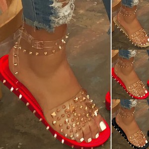 clear studded flat sandals