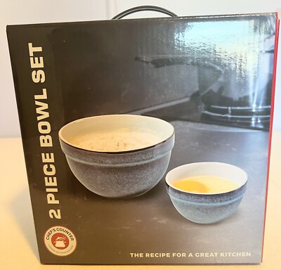 Chef's Counter 2-Piece Bowl Set CC-1176 Reactive Glaze Blue