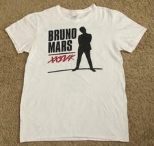 Bruno Mars 24K Magic World Tour Cities White T-Shirt Size Medium