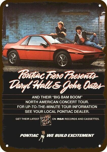 1985 HALL & OATES TOUR & PONTIAC FIERO Vntg-Look DECORATIVE