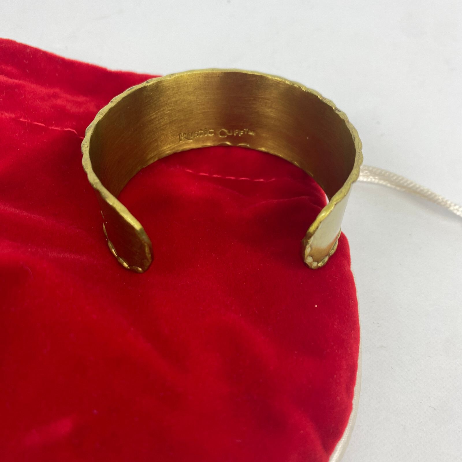 Rustic Cuff Bracelet Small 6.5" Brass Goldtone Re… - image 6