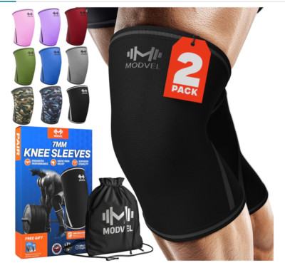 Modvel 7mm Neoprene Knee Sleeves XX-Large Black (Pair)