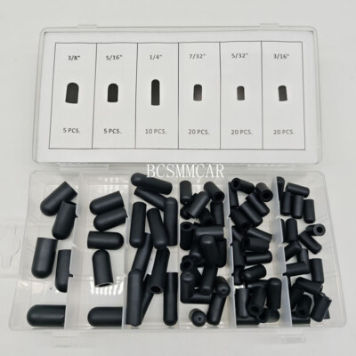 Car Rubber Vacuum Caps Assortment Kit 6 Sizes Assorted Black For Carburetor Hose | UK