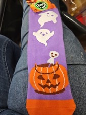 Kids Halloween Socks Glow In The Dark one size Purple Ghost Pumpkin