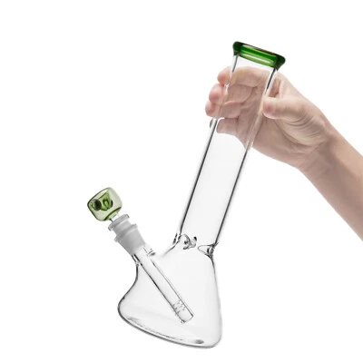 SUNBOWL 10inch Tall Glass Bong Recycler Glass Water Pipe Straight Smoking Glass Hookah