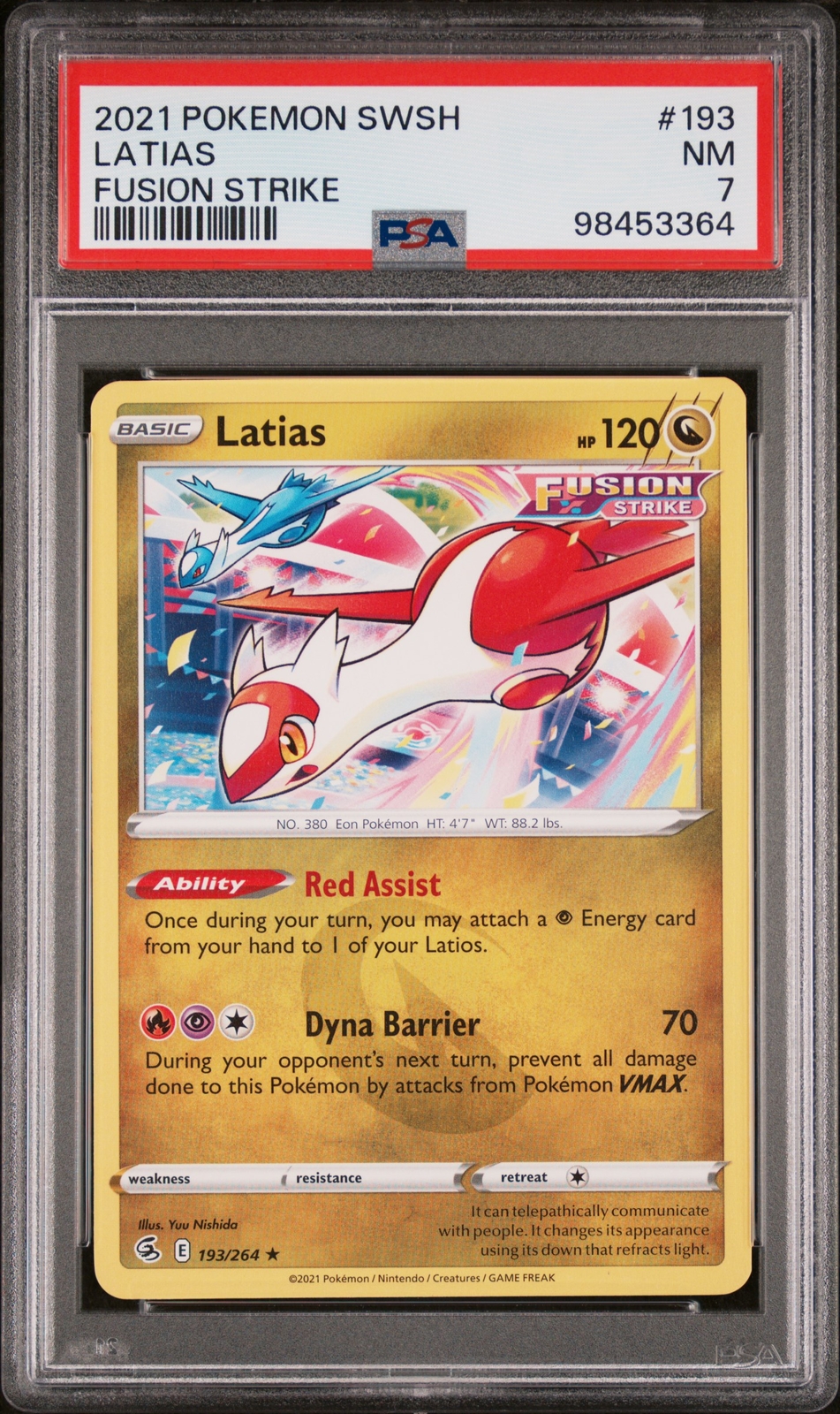 2021 POKEMON SWORD & SHIELD FUSION STRIKE #193 LATIAS PSA 7 POP 9!