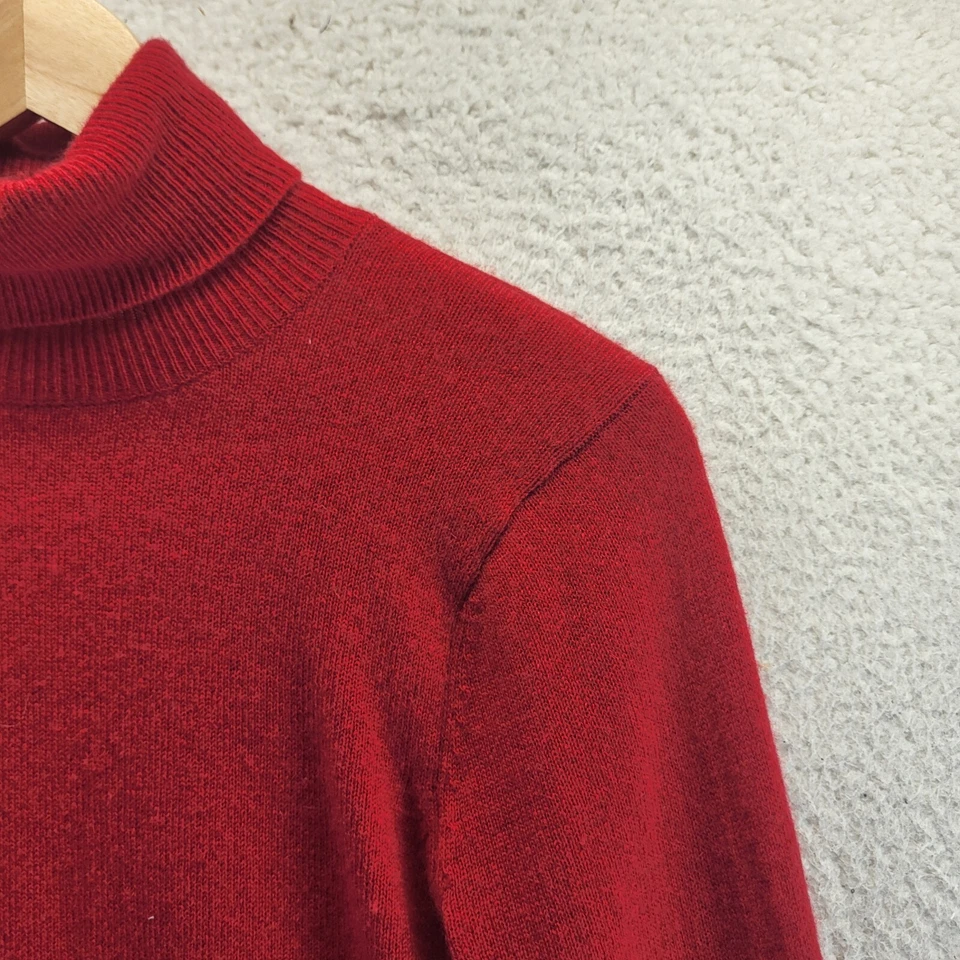 Suéter Peck & Peck Mujer Pequeño Rojo Cuello Alto Suave 100% Cachemira Manga Larga Foto 3 de 4