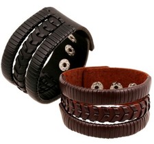 Men/ Women Cowboy Braided Genuine Leather Wristband/ Leather Bracelet 6.5"-7.75"