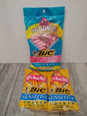 Vintage  LADY BIC Shaver (18) BIC For Sensitive Skin (20) NEW OLD STOCK