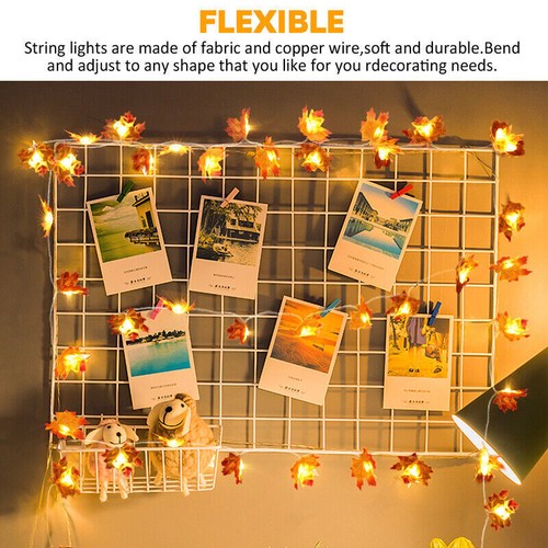 Fall Maple Leaves Battery LED Fairy String Lights Thanksgiving Xmas Party Decor - Picture 11 of 12