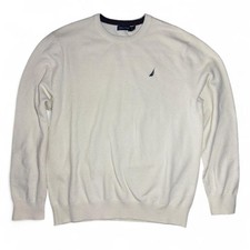 Nautica Men's XL Cream sweater pullover knit collar Jumper