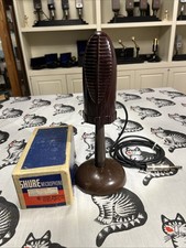 Vintage RARE 1940's Shure 718A Versatex Crystal Microphone With Stand And Box