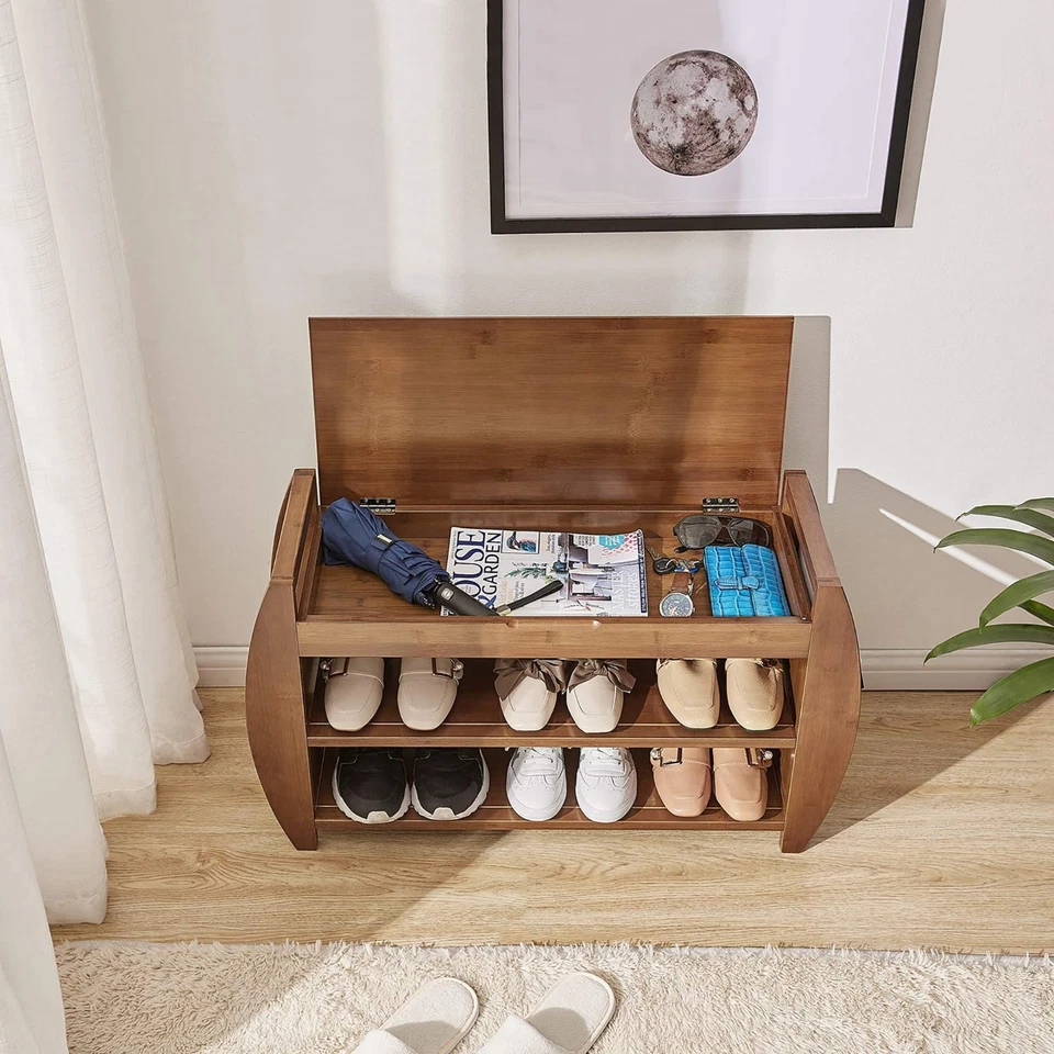 Discount Space Saving Multifunctional Storage Bench Shoe Rack Magazine Holders - Image 3 of 4