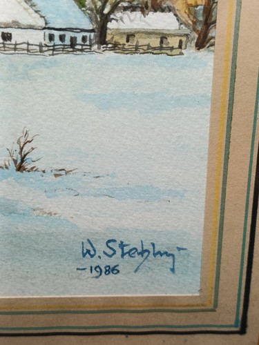 Vintage Signed Watercolor Yorkshire Dales Church in Winter Countryside Framed - Picture 9 of 17