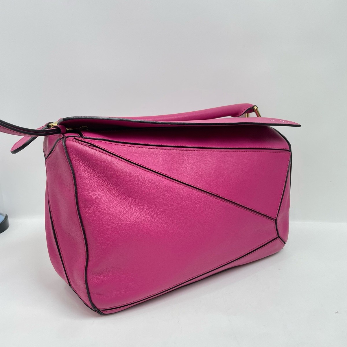 Loewe Puzzle Medium Leather Shoulder Bag rose red ebayAG Authblack